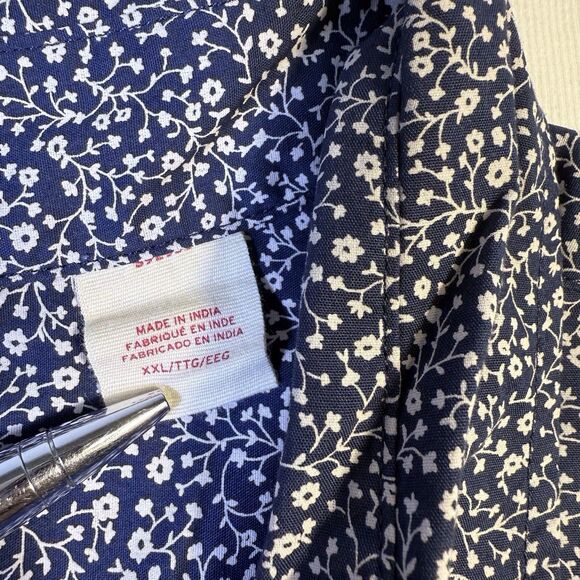 LEVIS Short Sleeve Button Front Shirt Mens Size XXL Cotton Blue White Floral NWT - Picture 5 of 10